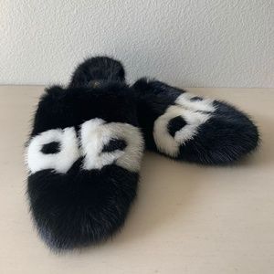 Salvatore Ferragamo Lambro Mink Fur Mules 7.5